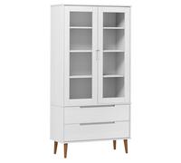 Mueble Vitrina Molde Madera Maciza De Pino Blanco 90x35x175 Cm Vidaxl