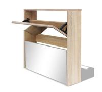 vidaXL Zapatero 2 compartimentos con espejo – Roble 63x17x67 cm