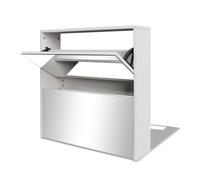 vidaXL Mueble zapatero 2 niveles con espejo organizador blanco 63x17x67 cm