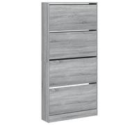 vidaXL Mueble Zapatero 4 Cajones Abatibles Estantes Organizador Color Gris hormigón, Gris sonoma, Marrón roble