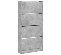 vidaXL Mueble zapatero con 4 cajones abatibles, estantes de almacenaje, gris hormigón