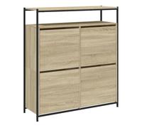 vidaXL Mueble zapatero 4 cajones abatibles 100x34x112 cm - Gris sonoma, Marrón roble, Roble ahumado
