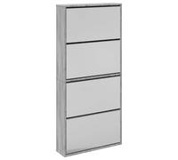 vidaXL Mueble Zapatero 4 Cajones con Espejo Organizador 63x17x134 cm Color Blanco, Roble, Blanco brillante