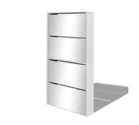 vidaXL Mueble zapatero de 4 compartimentos con espejo blanco 63x17x134 cm