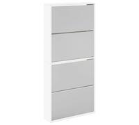vidaXL Mueble zapatero 4 compartimentos espejo blanco 63x17x134 cm