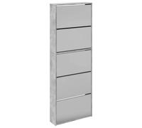 vidaXL Mueble Zapatero 5 Cajones con Espejo Organizador 63x17x169,5cm Color Blanco, Roble, Negro