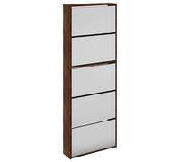vidaXL Mueble Zapatero 5 Cajones con Espejo Organizador 63x17x169,5cm Color Blanco, Roble, Negro