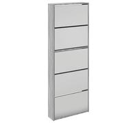 vidaXL Mueble Zapatero 5 Cajones con Espejo Organizador 63x17x169,5cm Color Blanco, Roble, Negro