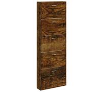 vidaXL Mueble Zapatero Armario Pasillo Entrada Estante Almacenamiento Organizador Sala de Estar Dormitorio Madera Contrachapada Color Roble Ahumado