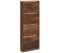 vidaXL Mueble Zapatero Armario Pasillo Entrada Estante Almacenamiento Organizador Sala de Estar Dormitorio Madera Contrachapada Color Roble Ahumado