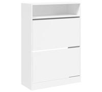 vidaXL Mueble Zapatero con 2 Cajones Abatibles, Estantes de Almacenaje, Organizador de Zapatos, Mueble para Pasillo Entrada Recibidor, Blanco