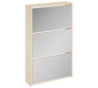 vidaXL Mueble Zapatero con 3 Cajones Desplegables Espejo Mobiliario Salón Dormitorio Sala de Estar Organizador Almacenamiento Roble 63x17x102,5cm