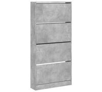 vidaXL Mueble Zapatero con 4 Cajones Abatibles, Estantes de Almacenaje, Organizador de Zapatos, Mueble para Pasillo Entrada Recibidor, Gris Hormigón