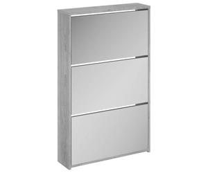 vidaXL Mueble Zapatero con Espejo 3 Niveles Armario Zapatos Cajones Estantería Almacenamiento Recibidor Entrada Sala de Estar Gris Sonoma