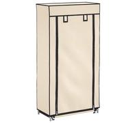 vidaXL Mueble zapatero con funda de tela color crema 58x28x106 cm
