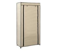 vidaXL Mueble zapatero con funda de tela color crema 58x28x106 cm