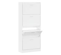 vidaXL Mueble zapatero madera contrachapada blanco brillo 63x24x147 cm