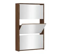 vidaXL Mueble zapatero con espejo 3 niveles, 3 cajones desplegables 63x17x102,5 cm Roble marrón
