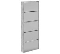vidaXL Mueble zapatero y espejo 5 niveles - Estanterías con almacenaje - Gris hormigón 63x17x169,5cm