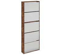vidaXL Mueble Zapatero y Espejo 5 Niveles, Estanterías Estantes con Almacenaje, Soporte de Zapatos, Armario para Salón Pasillo, Roble Ahumado