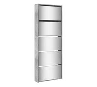 vidaXL Mueble zapatero y espejo 5 niveles - Estanterías con almacenaje - Gris hormigón 63x17x169,5cm