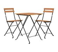 vidaXL Muebles cafetería plegables 3 piezas madera maciza teca y acero