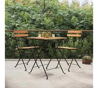 vidaXL Muebles cafetería plegables 3 piezas madera maciza teca y acero