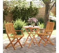 vidaXL Muebles cafetería plegables 3 pzas madera maciza acacia