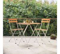 vidaXL Muebles cafetería plegables 3 pzas madera maciza acacia y acero