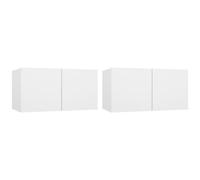 vidaXL Muebles colgantes de TV 2 unidades blanco 60x30x30 cm