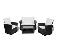 vidaXL Muebles de jardín 10 piezas - Ratán sintético negro, mobiliario de patio