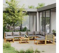 vidaXL Muebles de jardín 11 pzas cojines madera maciza de acacia