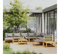 vidaXL Muebles de jardín 12 pzas cojines madera maciza de acacia