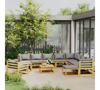 vidaXL Muebles de jardín 12 pzas cojines madera maciza de acacia