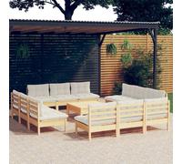 vidaXL Muebles de jardín 13 piezas cojines madera de pino color crema