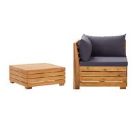vidaXL Muebles de jardín 2 piezas con cojines madera maciza de acacia