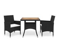 vidaXL Muebles de jardín 3 piezas ratán sintético negro y acacia