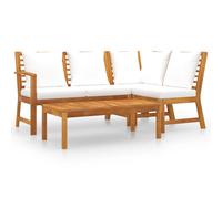 vidaXL Muebles de jardín 4 pzas cojines crema madera maciza de acacia