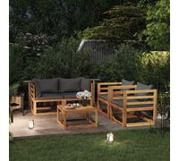 vidaXL Muebles de jardín 5 pzas cojines madera maciza de acacia
