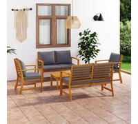 vidaXL Muebles de jardín 5 pzas cojines madera maciza de acacia