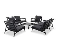 vidaXL Muebles de jardín 5 pzas y cojines de aluminio gris oscuro