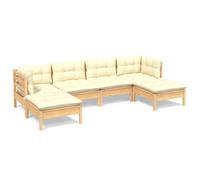 vidaXL Muebles de jardín 6 piezas cojines madera de pino color crema