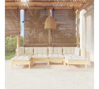 vidaXL Muebles de jardín 6 piezas cojines madera de pino color crema