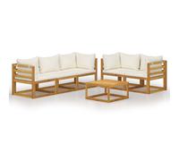 vidaXL Muebles de jardín 6 pzas cojines crema madera maciza de acacia