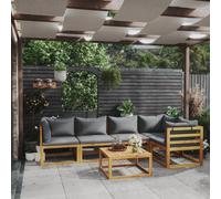 vidaXL Muebles de jardín 6 pzas cojines madera maciza de acacia