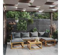 vidaXL Muebles de jardín 7 pzas cojines madera maciza de acacia