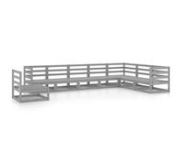 vidaXL Muebles de jardín 8 piezas gris madera de pino maciza