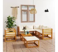 vidaXL Muebles de jardín 8 pzas cojines crema madera maciza de acacia