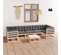Juego de muebles de jardín 8 pzas y cojines madera maciza pino vidaxl