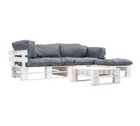 vidaXL Muebles de jardín de palés cojines grises madera verde 4 uds